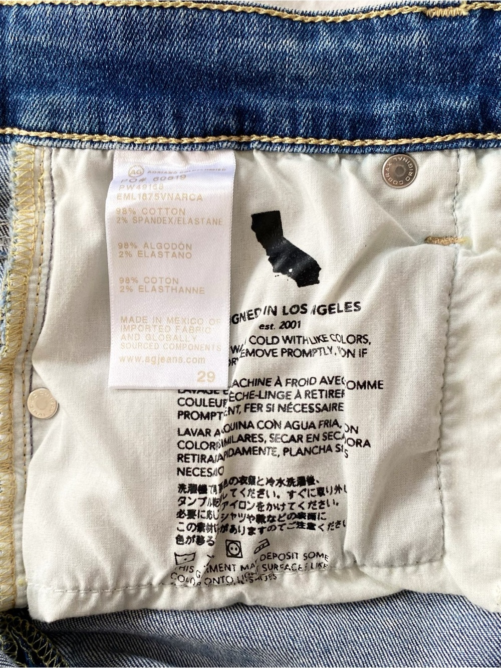 AG Adriano Goldschmied Mari Mid Rise Slim Straight Jeans Size 29 Raw Hem - Picture 6 of 8
